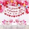 Glitter Happy Valentine's Day Banner Hearts Garland Pre Strung Pom Pom, Valentine's Day Decorations for Galentines Wedding Anniversary Party Supplies